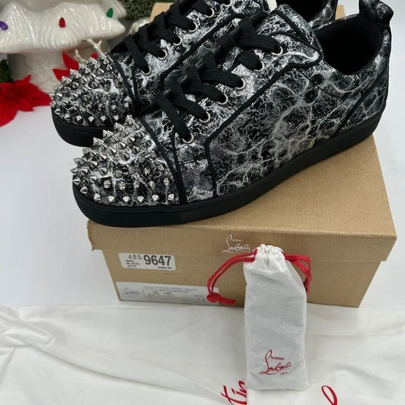 Men’s Christian Louboutin Louis Junior, black storm print leather size 43 - Picture 5 of 12
